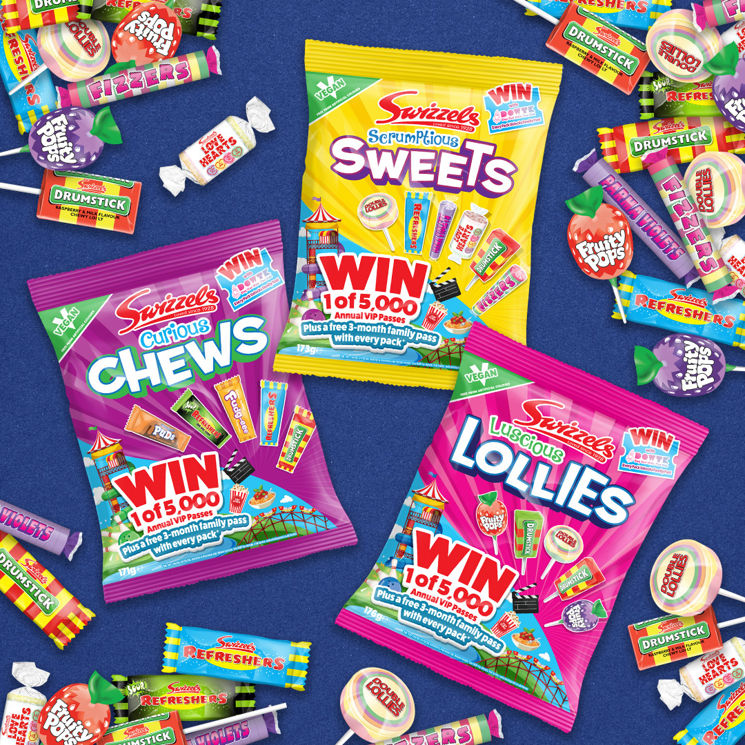 Swizzels Variety 2026 bundle of sweets featuring Curious Chews, Scrumptious Sweets and Luscious Lollies
